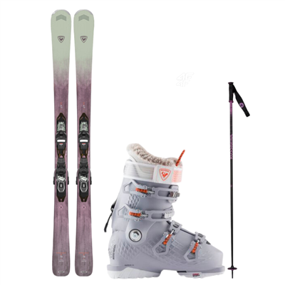 Schiuri Rossignol EXPERIENCE W 78 Carbon Express+ legături W 10 GW B83 + clăpari de schi Rossignol Alltrack 80 GW W + bețe 